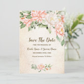 ウェディングパーティウォーターカラーピーチホワイトフラワー救T セーブザデート (スタンド正面)