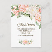 ウェディングパーティウォーターカラーピーチホワイトフラワー エンクロージャーカード (正面)