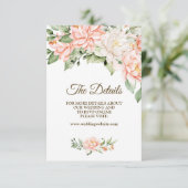 ウェディングパーティウォーターカラーピーチホワイトフラワー エンクロージャーカード (スタンド正面)