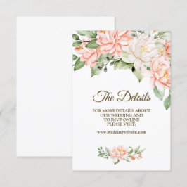 ウェディングパーティウォーターカラーピーチホワイトフラワー エンクロージャーカード