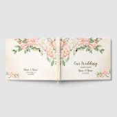 ウェディングパーティウォーターカラーピーチホワイトフラワー ゲストブック (全面)