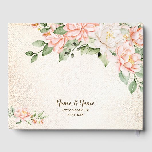 ウェディングパーティウォーターカラーピーチホワイトフラワー ゲストブック (裏面)