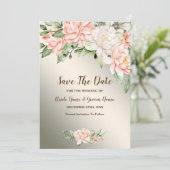 ウェディングパーティウォーターカラーピーチホワイトフラワー セーブザデート (スタンド正面)