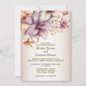 ウェディングパーティウォーターカラーボホピンクの花エレガント色 招待状 (正面)