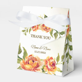 ウェディングパーティオレンジイエローレッドフローラ緑 フェイバーボックス