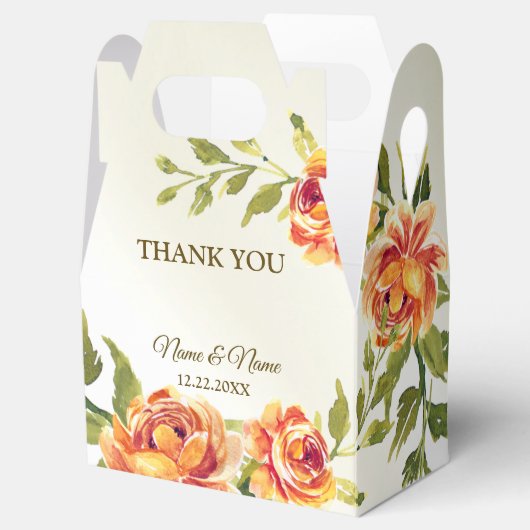 ウェディングパーティオレンジイエローレッドフローラ緑 フェイバーボックス (オープン)