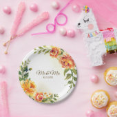 ウェディングパーティオレンジイエローレッドフローラ緑 ペーパープレート (パーティー)