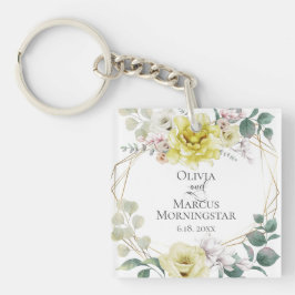 ウェディングパーティギフトサニーイエローウォーター色牡丹 キーホルダー