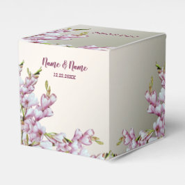 ウェディングパーティギフトピンク白エレガント花 フェイバーボックス