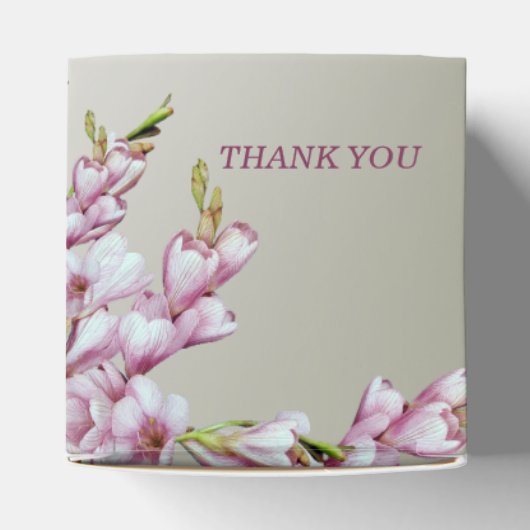 ウェディングパーティギフトピンク白エレガント花 フェイバーボックス (上部)