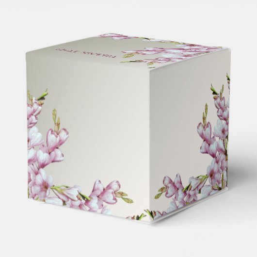 ウェディングパーティギフトピンク白エレガント花 フェイバーボックス (裏面サイド)