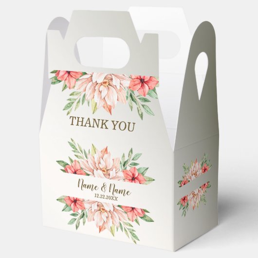 ウェディングパーティギフトピーチオレンジ葉フローラ フェイバーボックス (オープン)