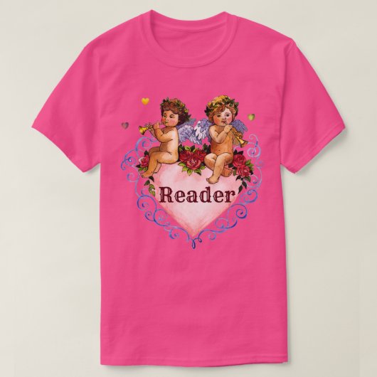 ウェディングパーティギフトリーダエンジェルズチェリュブハートblu tシャツ (デザイン正面)