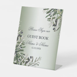 ウェディングパーティグリーン葉オリーブブラックオリーブエレガント 台座サイン