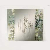 ウェディングパーティグリーン葉ズゴールデンブロンズエレガント タペストリー (正面(横))