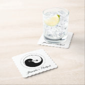 ウェディングパーティコースターb/w YinYang doves ペーパーコースター (インサイチュ)