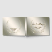 ウェディングパーティゴールデン葉フローラリースエレガント ゲストブック (全面)