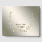 ウェディングパーティゴールデン葉フローラリースエレガント ゲストブック (裏面)