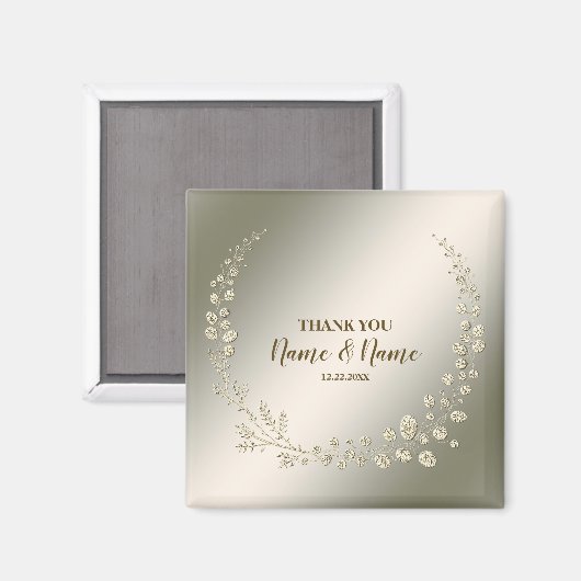 ウェディングパーティサンクスユゴールデン葉フローラ マグネット (正面/裏面)