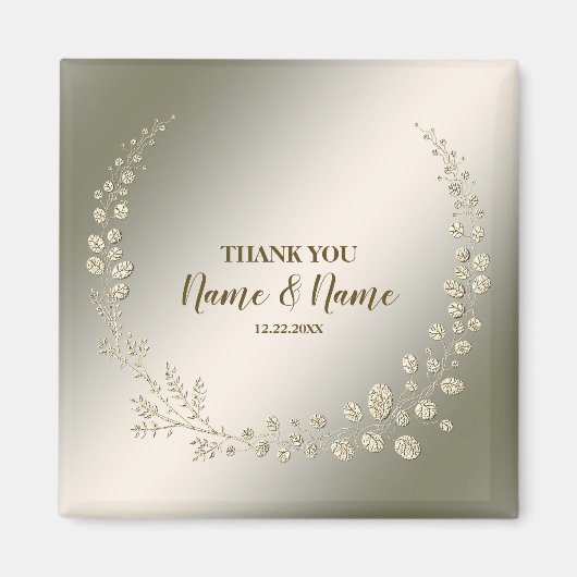 ウェディングパーティサンクスユゴールデン葉フローラ マグネット (正面)