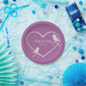 ウェディングパーティシルバーグレーハートピンクエレガント ペーパープレート (パーティー)