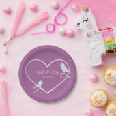 ウェディングパーティシルバーグレーハートピンクエレガント ペーパープレート (パーティー)