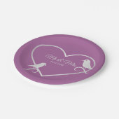 ウェディングパーティシルバーグレーハートピンクエレガント ペーパープレート (アングル)