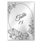 ウェディングパーティシルバーシャイニーハート幾何学的 テーブルナンバー (裏面)