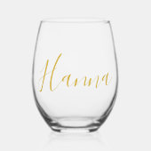 ウェディングパーティスクリプトフォントパーソナライズされた名 ステムなしワイングラス (正面)