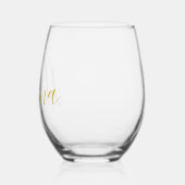 ウェディングパーティスクリプトフォントパーソナライズされた名 ステムなしワイングラス (左)