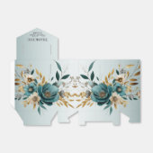 ウェディングパーティターコイズホワイトフラワーゴールデン葉ズ フェイバーボックス (折り畳みなし)