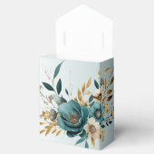 ウェディングパーティターコイズホワイトフラワーゴールデン葉ズ フェイバーボックス (オープン)