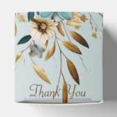 ウェディングパーティターコイズホワイトフラワーゴールデン葉ズ フェイバーボックス (上部)