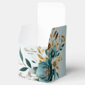 ウェディングパーティターコイズホワイトフラワーゴールデン葉ズ フェイバーボックス (オープン)