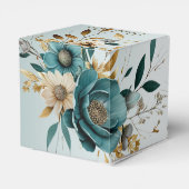 ウェディングパーティターコイズホワイトフラワーゴールデン葉ズ フェイバーボックス (裏面サイド)