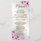 ウェディングパーティッカラフルクピンクフローラゴールデンフレーム メニュー (正面)