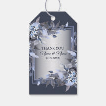 ウェディングパーティネイビーブルーフローラシルバーグレイモダン