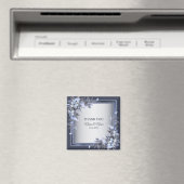 ウェディングパーティネイビーブルーフローラシルバーグレイモダン マグネット (インサイチュ (食洗機))