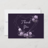 ウェディングパーティパープルフローラバイオレットジオメトリックフレーム サンキューカード (正面)