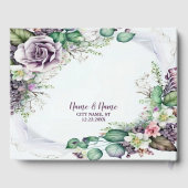 ウェディングパーティパープルフローラ緑素朴色 ゲストブック (裏面)