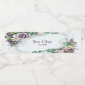 ウェディングパーティパープルフローラ緑素朴色 ペットボトルラベル (シングルラベル)