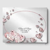 ウェディングパーティピンクピーチイニシャイハート幾何学的 ゲストブック (裏面)