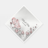 ウェディングパーティピンクピーチイニシャイハート幾何学的 スタンダードランチョンナプキン (角)