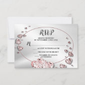 ウェディングパーティピンクピーチイニシャイハート幾何学的 出欠カード (正面)