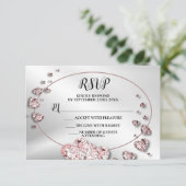 ウェディングパーティピンクピーチイニシャイハート幾何学的 出欠カード (スタンド正面)