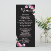 ウェディングパーティピンクフローラブラックエレガント素朴 メニュー (スタンド正面)