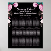 ウェディングパーティピンクフローラ幾何学的モダン黒 ポスター (正面)