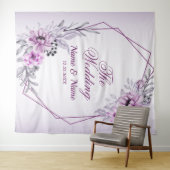 ウェディングパーティピンクフローラ紫の枠 タペストリー (インサイチュ(横))
