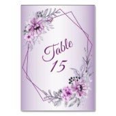 ウェディングパーティピンクフローラ紫の枠 テーブルナンバー (正面)