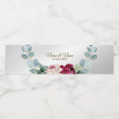 ウェディングパーティピンクレッドフローラ緑金ゴールドシルバー ペットボトルラベル (シングルラベル)